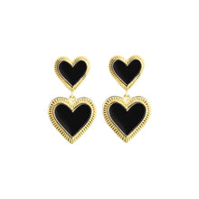  Noir Enamel Heart Øreringe