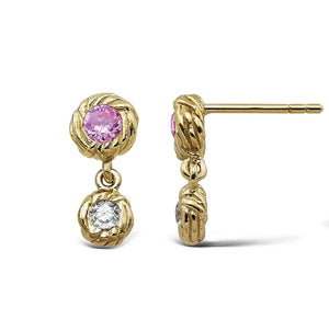 I AM GOLD Double Drop Pink Earring